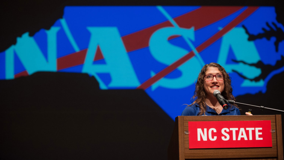 Christine Koch at podium